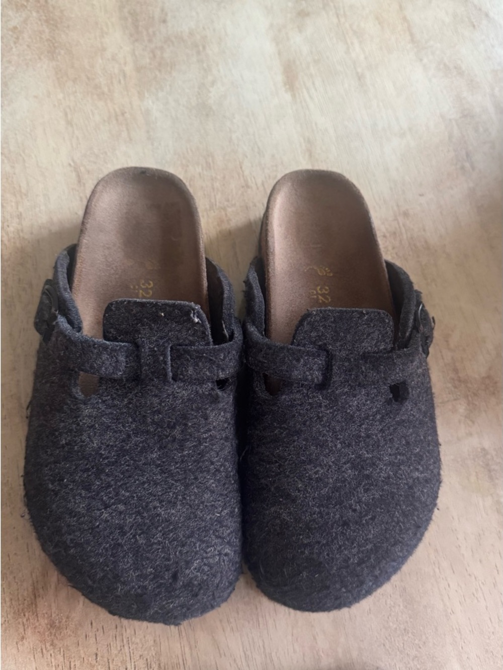 Birkenstock Kids Wool Clogs in Dark Gray